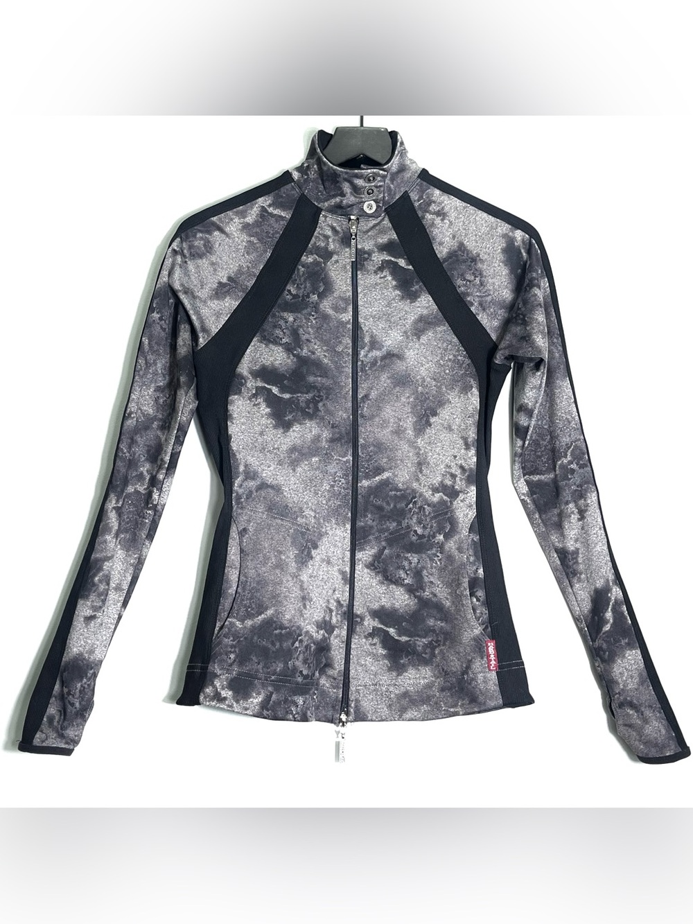 HARD TAIL FOREVER Women's Athletic Jacket Black Gray Tie Dye Full Zip Size Small